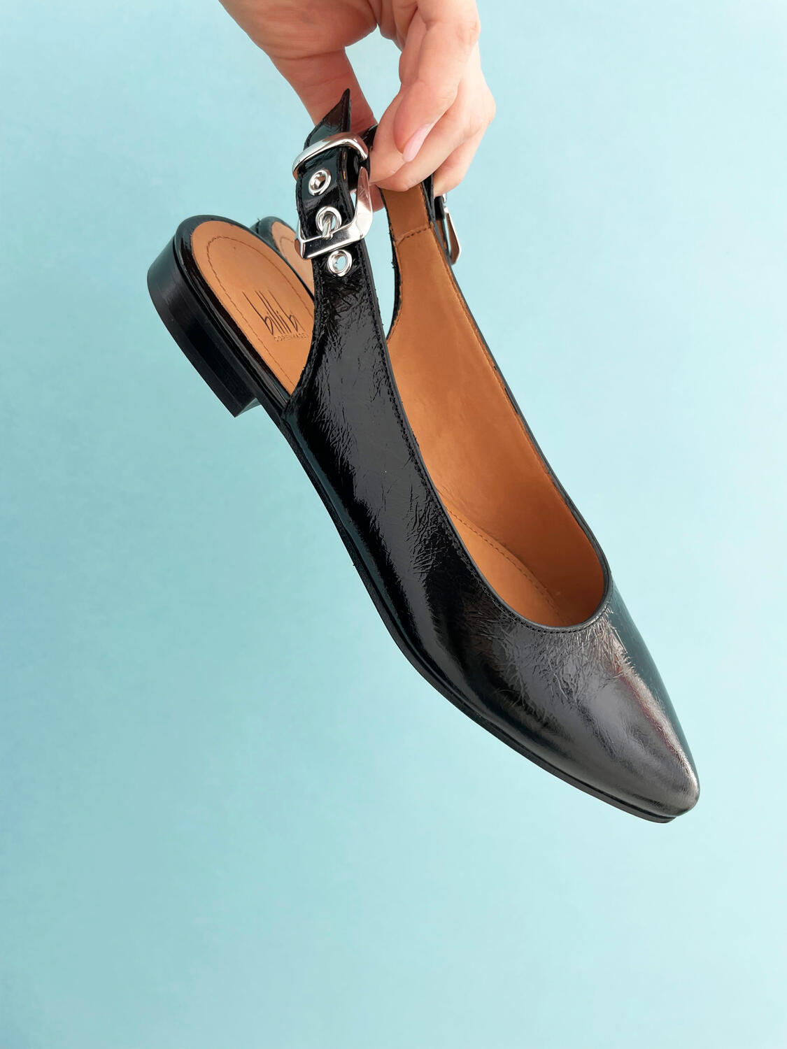 A16302 slingback ballerinasko - Black Naplack 260